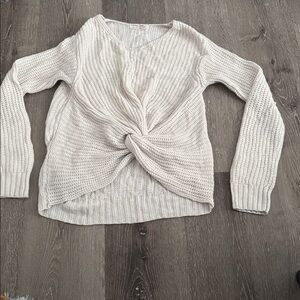 Full Circle Trends Front Knot White Knit Sweater (S)